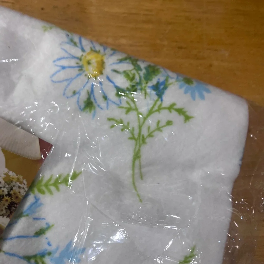 Vtg Beacon Field Daisies Blanket Blue Yellow Floral Twin Full 72x90 New Sealed